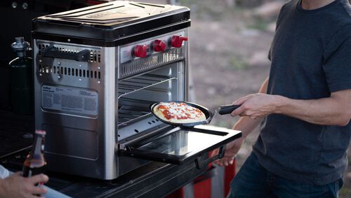 Camp Chef Deluxe Outdoor Camp Oven - Stainless Steel, Insulated Oven Box,  Matchless Ignition - Charcoal Gray (COVEND)