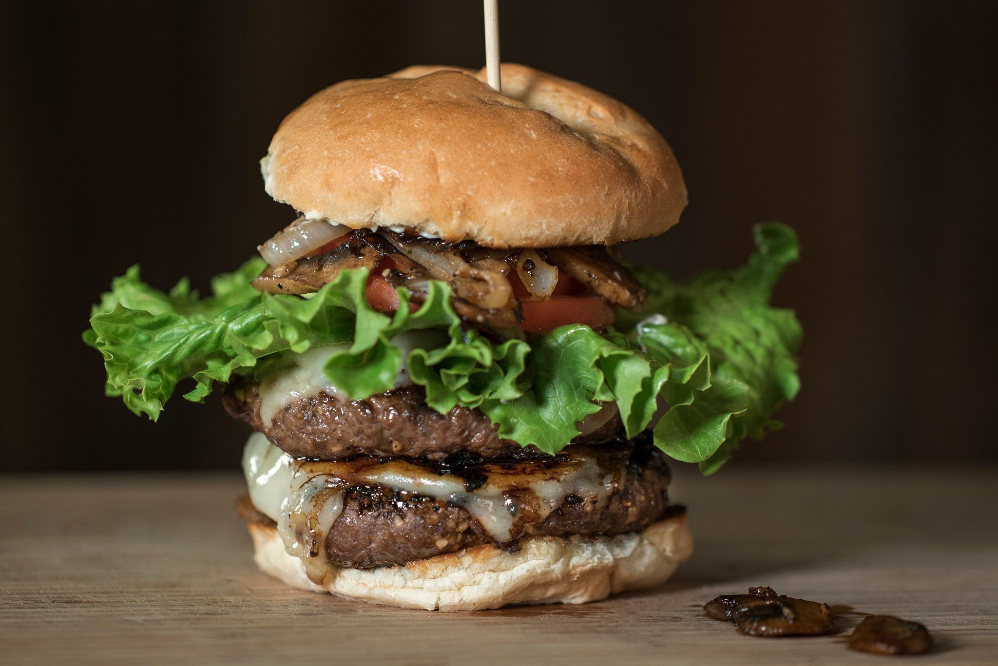 Grilled Onion and Mushroom Elk Burgers