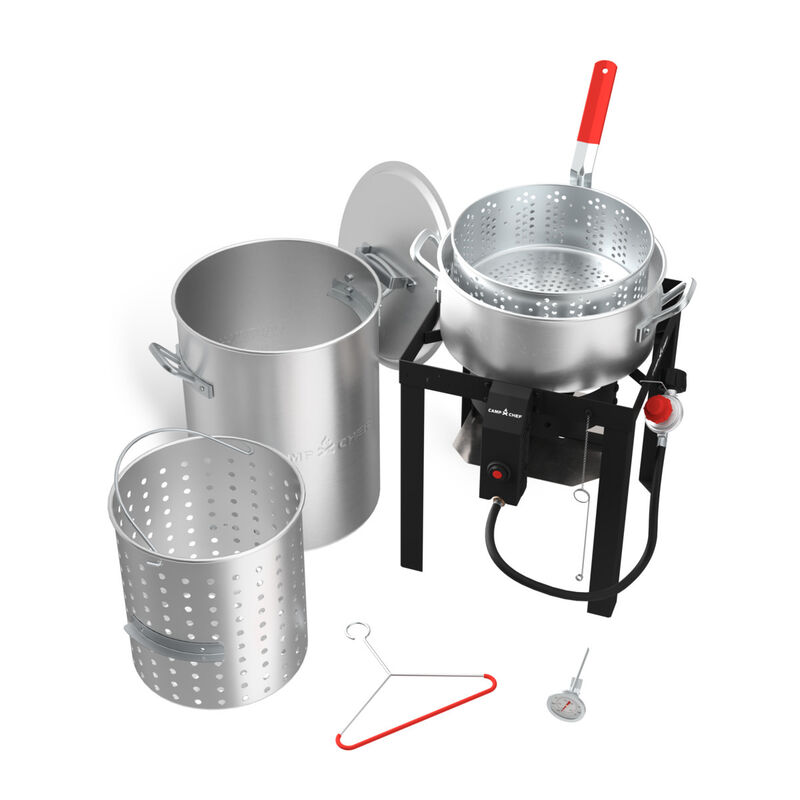 Backyard Pro 30 Qt. Stainless Steel Stock Pot / Turkey Fry Pot with Lid and  Accessories