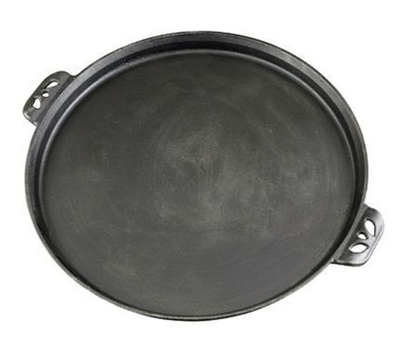 16 inch round shape cast iron pizza pan with handles